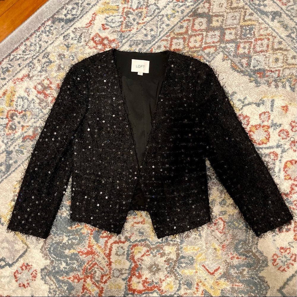 LOFT Sequin Knit Open Blazer Jacket - Picture 2 of 3